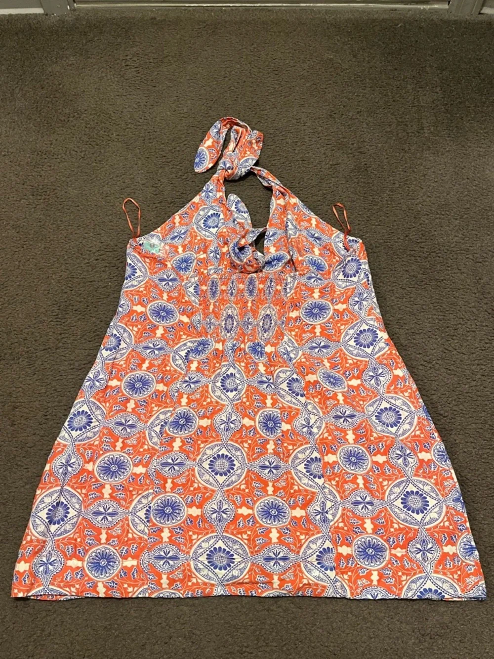 Anthropologie Maeve Tie Front Printed Halter Mini Dress NWT - Picture 6 of 9